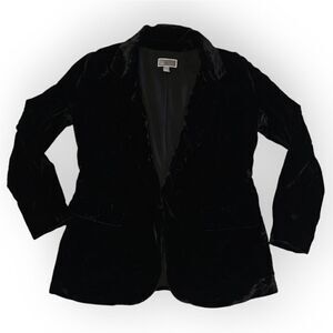 NWOT Chelsea 28 Black velvet velour open suit jacket Blazer size M